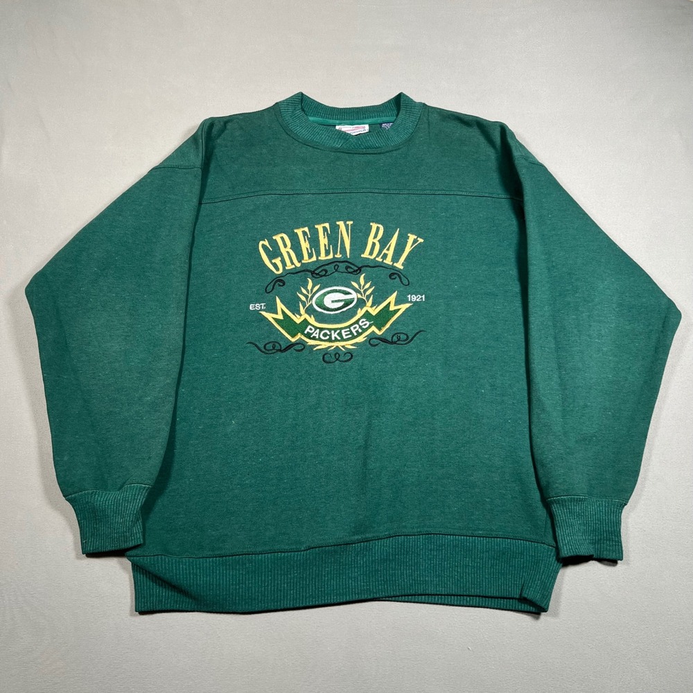 Vintage Green Bay Packers Embroidered Sweatshirt Mens Large Green 90s NFL Retro